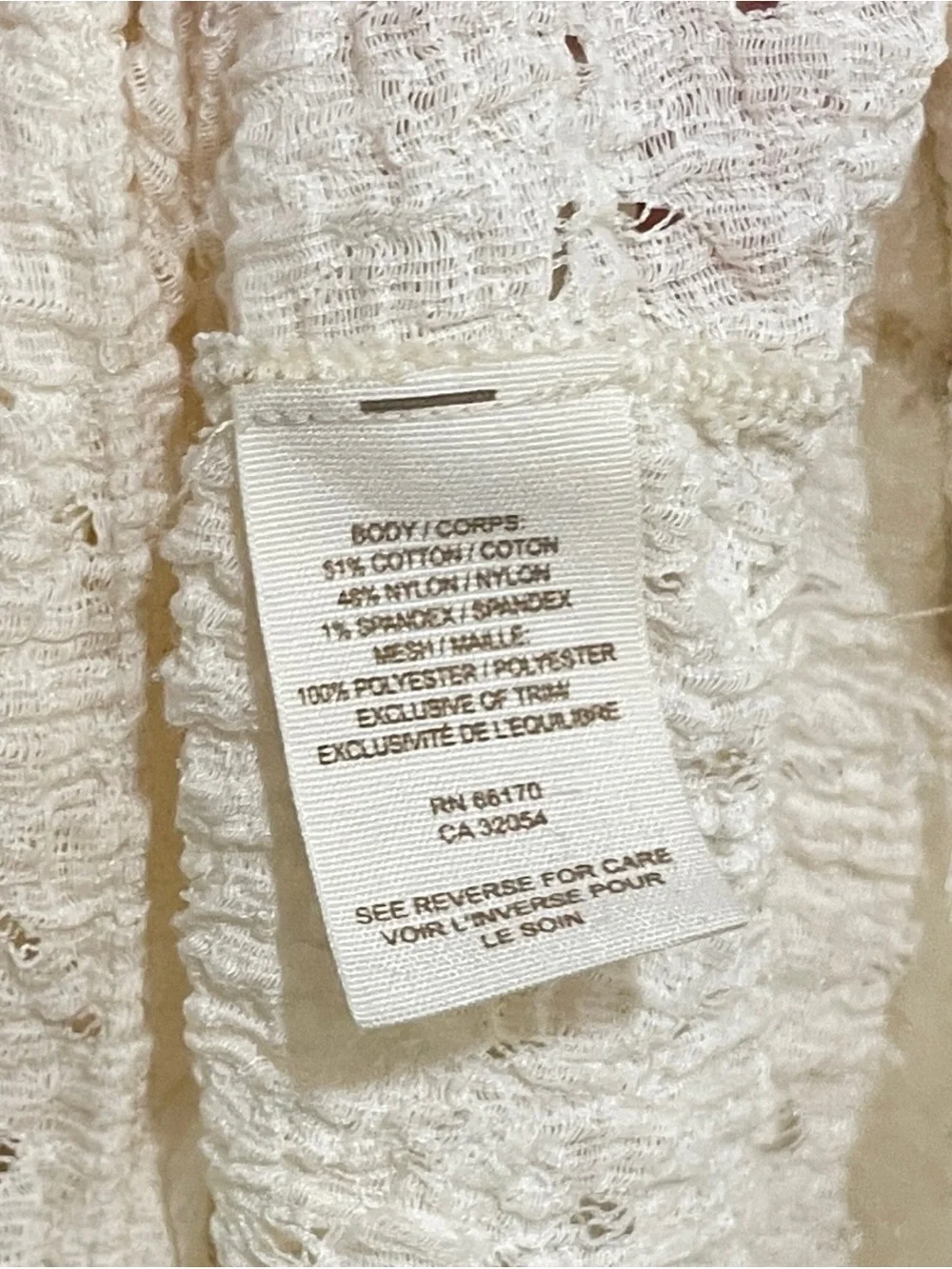 Free People Cream Crochet-Detail Layered Top, Size Large